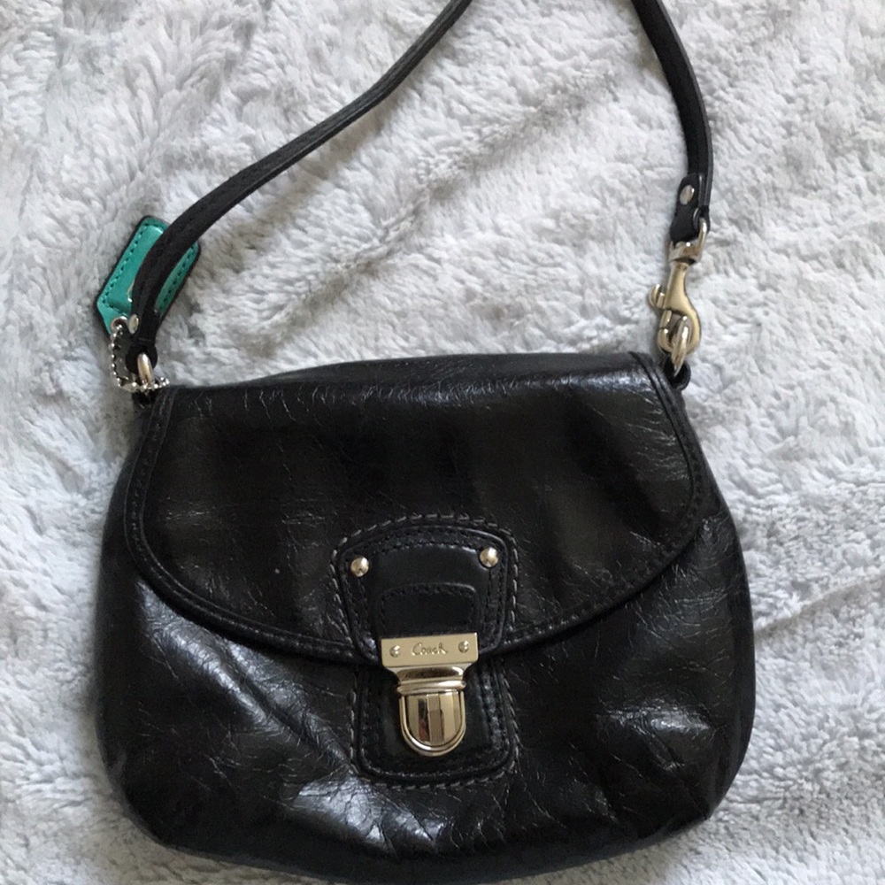 Black Leather Coach Wristlet